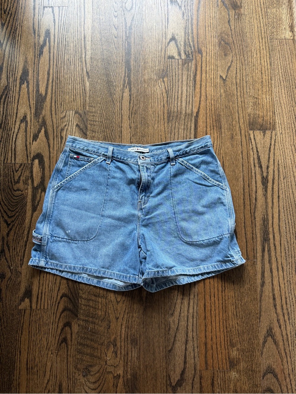 Vintage Tommy Hilfiger Light Blue Denim Utility Shorts - Women's